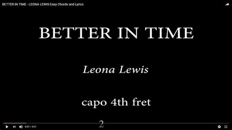 BETTER IN TIME - LEONA LEWIS Easy Chords and Lyrics (4th Fret) - YouTube