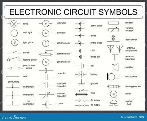 Set of Electronic Circuit Symbols Stock Vector - Illustration of code, positive: 77183273