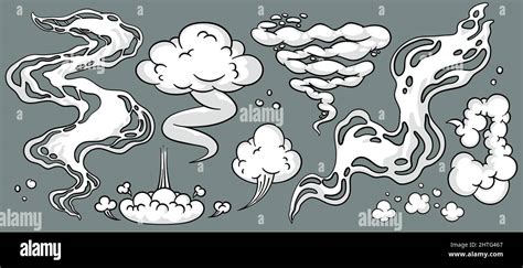 Comic cloud or smoke, cartoon vector motion effects, and explosions ...