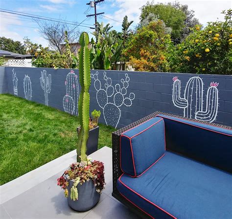 35 ft Hand Painted Cactus Mural in Cinder Block Hand Painted Wallpaper, Wall Murals Painted ...