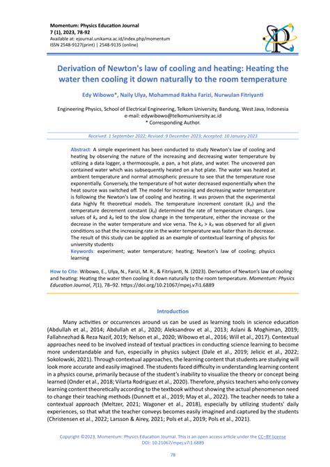 (PDF) Derivation of Newton's law of cooling and heating: Heating the ...