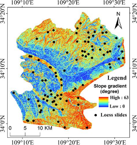 Slope gradient map of the study area. Source: Haijun Qiu | Download Scientific Diagram