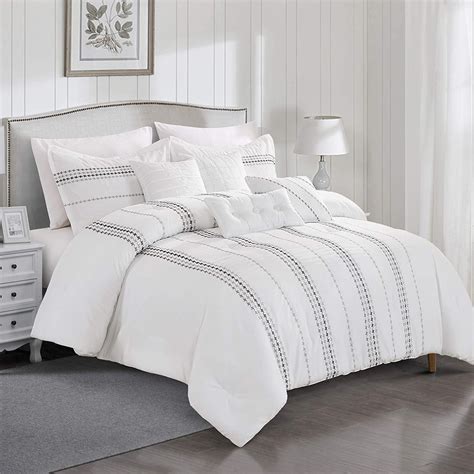 Sapphire Home Luxury 7 Piece Full/Queen Comforter Set with Shams and ...