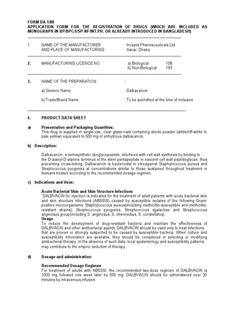 Dalbavancin 500mgvial | PDF | Intravenous Therapy | Tablet (Pharmacy)