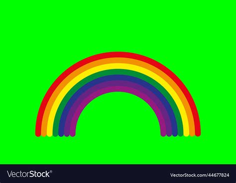 Colored rainbow on a green background Royalty Free Vector