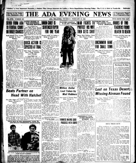 The Ada Evening News (Ada, Okla.), Vol. 17, No. 283, Ed. 1 Thursday, February 17, 1921 - The ...