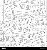 Seamless Pattern Coloring Cartoon medical Instruments In Hand draw  sketch template