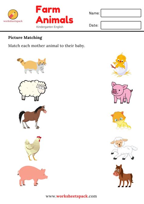 Farm Animals and Their Babies Worksheets - worksheetspack