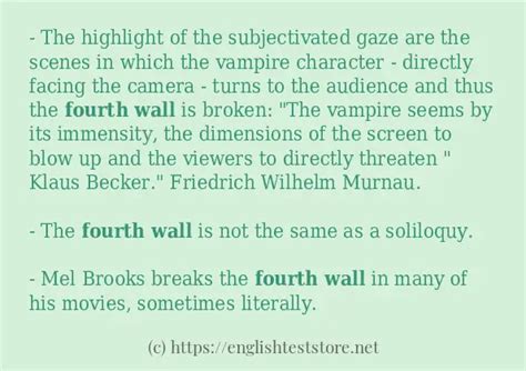 Sentence example of "fourth wall" - EnglishTestStore Blog