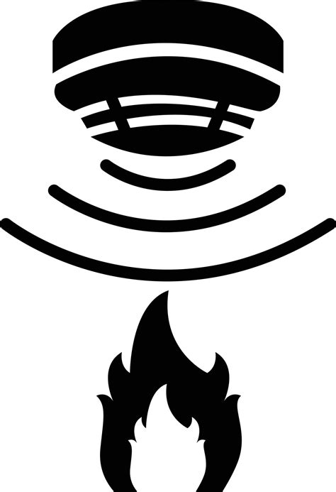 Fire flames sensor icon on white background. Smoke alarm system sign. Flame detector symbol ...