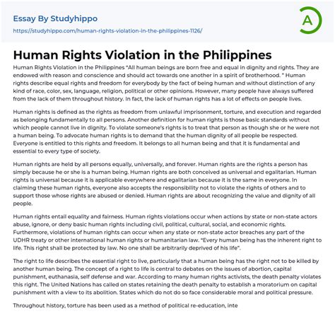 Human Rights Violation in the Philippines Essay Example | StudyHippo.com