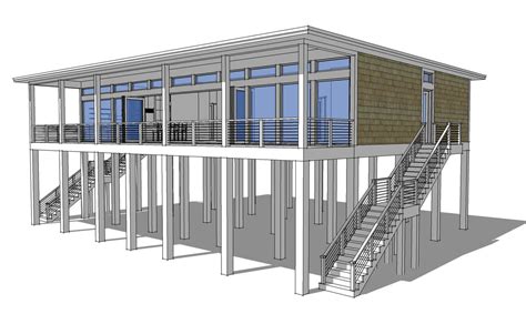 Modern Piling Loft-Style Beach Home Plan - 44073TD | Architectural Designs - House Plans Stilt ...