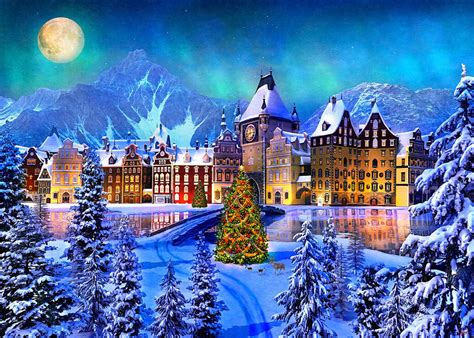 Alpine Christmas Village Painting by MGL Meiklejohn Graphics Licensing ...