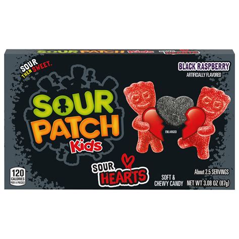 SOUR PATCH KIDS Black Raspberry Sour Hearts Soft & Chewy Valentines Day Candy, 3.08 oz - Walmart.com