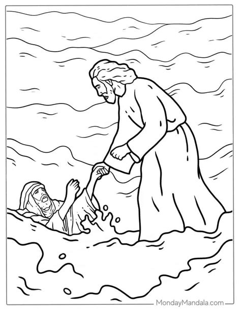 Coloring Pages Peter Walks On Water