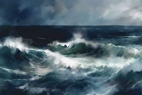 Stormy Ocean Waves A Painting of Dramatic Waves in a Storm 24063616 Stock Photo at Vecteezy