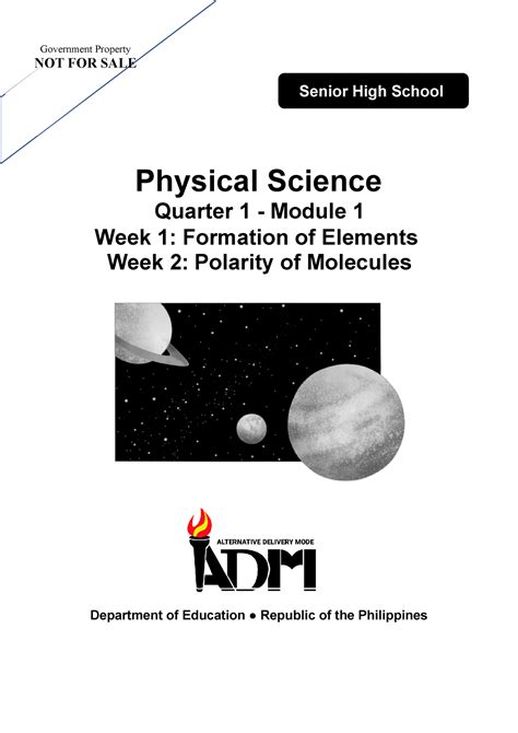 Physical Sci 12 Q1 Mod1 Week1 Formation of Elements v3 - Physical Science Quarter 1 - Module 1 ...