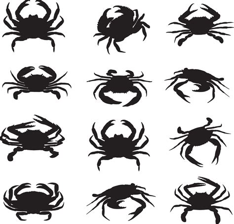 crab silhouette set 15826927 Vector Art at Vecteezy