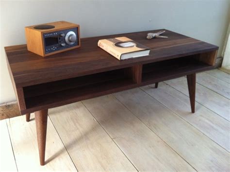 Mid century modern coffee table black walnut with by scottcassin