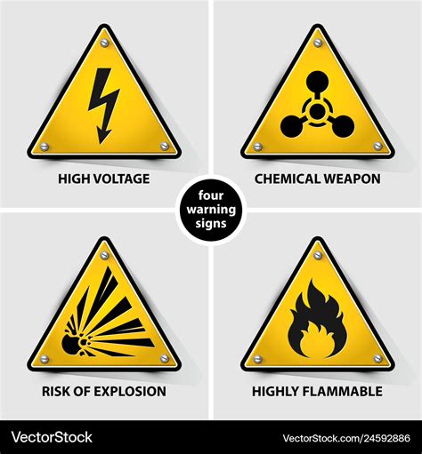 Set of yellow warning signs Royalty Free Vector Image