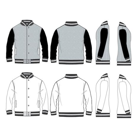 Vector Varsity Jacket Flat Sketch Digital Download For Use , 60% OFF