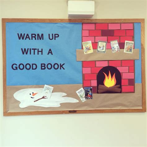 Winter bulletin board for the Pickens county library. "Warm up with a ...