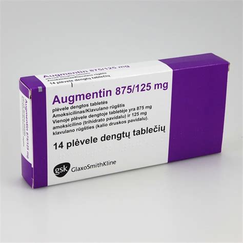 AUGMENTIN, 875 mg/125 mg, plėvele dengtos tabletės, N14 | Gintarinė ...