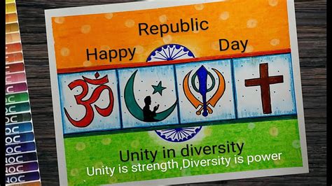 Unity in Diversity poster drawing on Republic day l Unity in Diversity/Happy Republic day ...