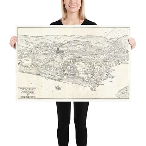 1944 Map of West Point Military Academy Vintage West Point Map Map of U.S. Military Academy in ...