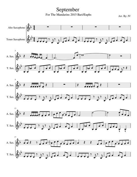 Sax September Sheet music for Saxophone (Alto), Saxophone (Tenor ...