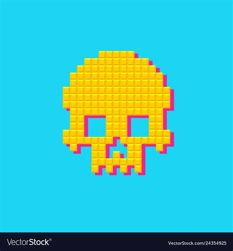 Retro human pixel skull 8 bit pop art Royalty Free Vector