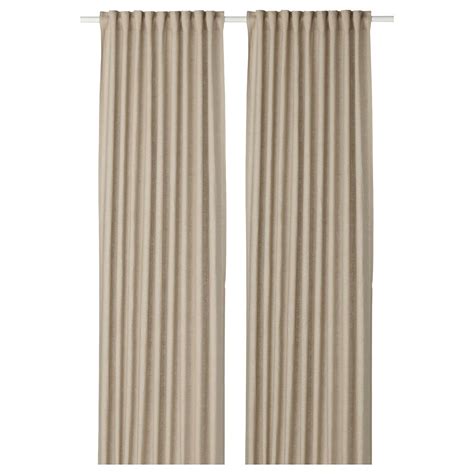 IKEA - AINA, Curtains, 1 pair, beige, The curtains lower the general ...