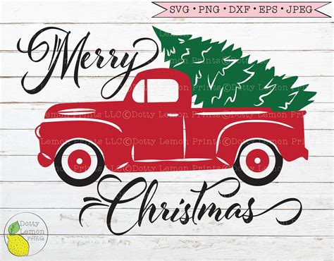 Merry Christmas Truck Svg Red Truck Farmhouse Christmas Tree - Etsy Canada