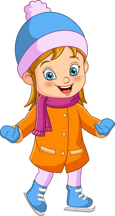 Cute little girl in winter clothes playing ice skating 5112731 Vector Art at Vecteezy