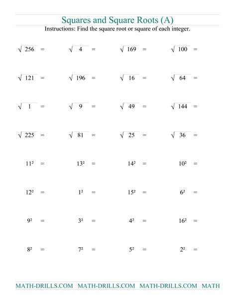 8 Best Images of Square Root Worksheet Printable - Square Root Worksheets, Square Root ...