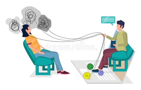 Personal Online Psychotherapy, Flat Vector Illustration. Mental Health ...