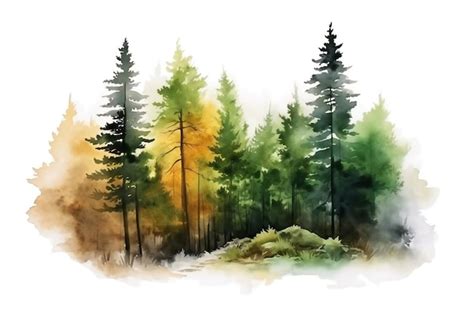 Premium AI Image | A watercolor painting of trees and a forest with a ...