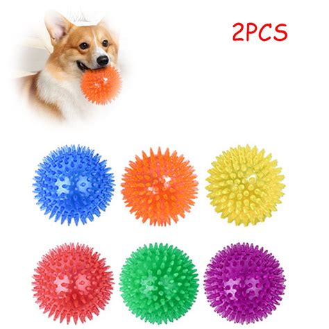 Dsseng 2 Pack 4.5” Heavy Duty Squeaky Dog Ball for Medium Large Dogs, Spikey Dog Ball Toys for ...