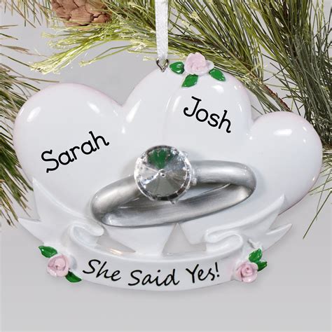 She Said Yes Engagement Ring Christmas Ornament | GiftsForYouNow