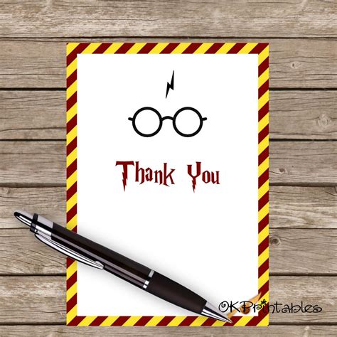 Harry Potter Thank You Card- Printable Thank You Card Harry Potter - Hp ...