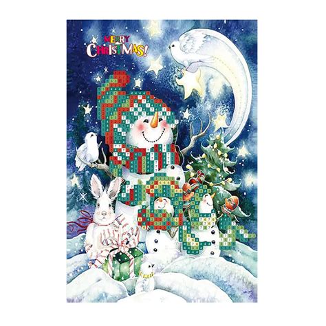 Christmas Greeting Cards Full Round Greeting Card 5D DIY Diamond ...