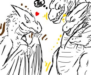 Rodan loves King Ghidorah - Drawception