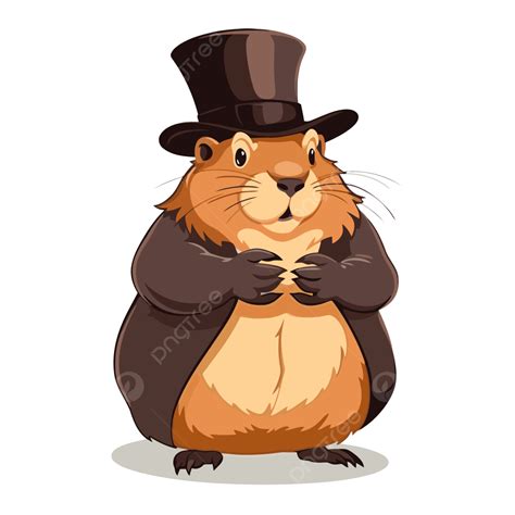 Punxsutawney Phil Vector, Sticker Clipart Funny Groundhog In ...