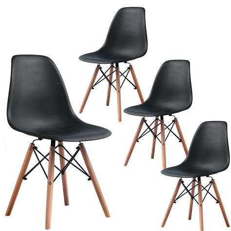 Dining Chairs Dining Room Chairs Kitchen Chairs Mid Century Modern Black Table Chair Set of 4 ...