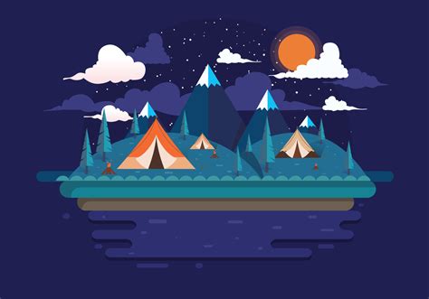 Night Camping Vector 209084 Vector Art at Vecteezy