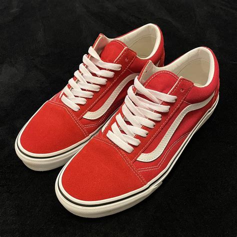 Red Old Skool Vans - Depop