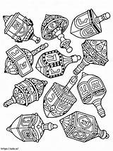 Hanukkah Dreidels coloring Page sketch template