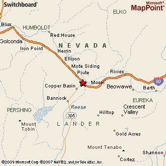 Battle Mountain, Nevada Area Map & More