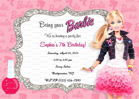 Free Barbie Invitation Templates Luxury Custom Barbie Fashionista Birthday Invitation 5x7 ...