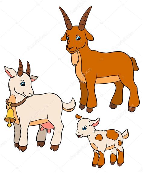 Animales de granja de dibujos animados para niños. Familia de cabras. 2024